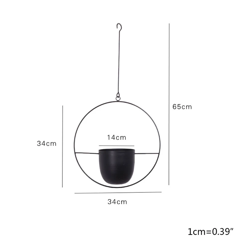 Geometric Iron Hanging Planter Vase Simple Design Plant Pot Modern Window Hanger 896A