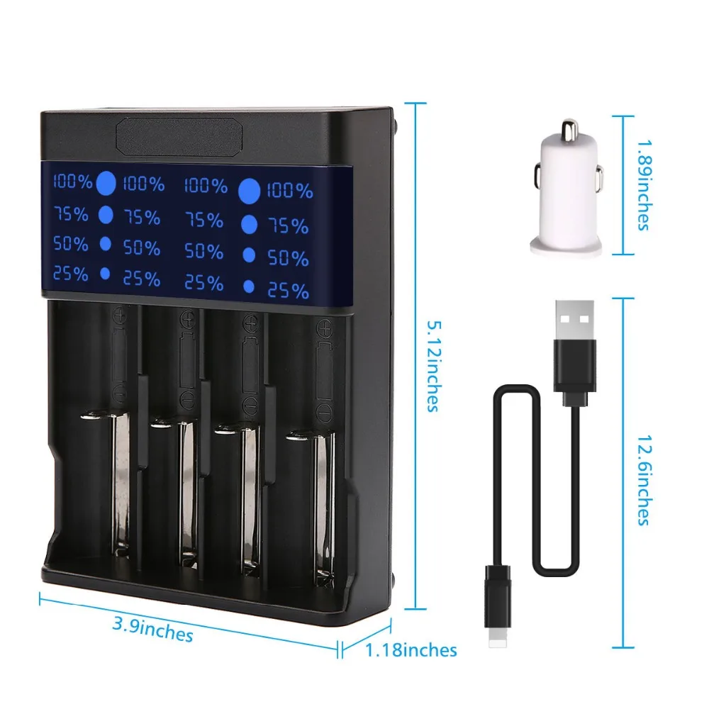18650 зарядное устройство 1,2 V 3,7 V 3,2 V AA/AAA 26650 NiMH литий-ионная батарея умное зарядное устройство 5V 2A электронная сигарета зарядное устройство с автомобильным зарядным устройством