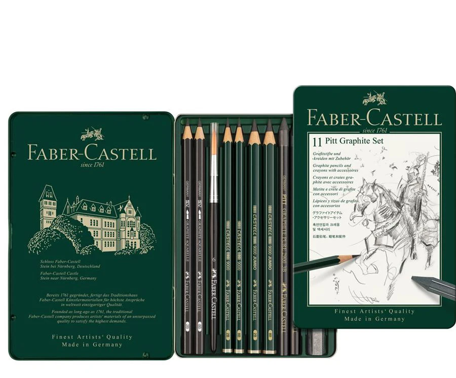 Faber Castell Питт графитовые комплект 9000 олова 11/19/26/33 Профессиональный эскизов карандаши для рисования набор 112972 112973 112974 112977