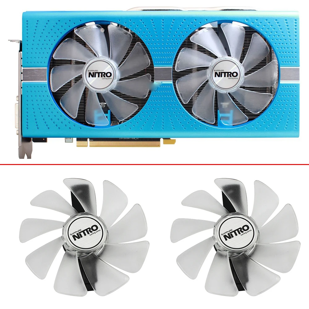 Вентилятор охлаждения для видеокарты Sapphire NITRO RX590 RX580 RX570 RX480 RX470 4N001-02 2 шт. 95 мм |