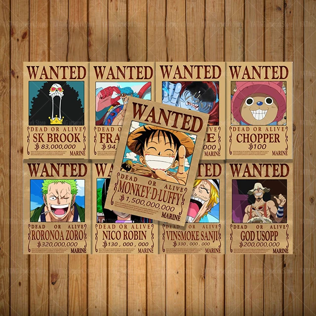 One Piece Luffy Canvas Painting Anime Retro Wanted Character Poster Wall Art Print Modern Home Children's Bedroom Decoration Mur
