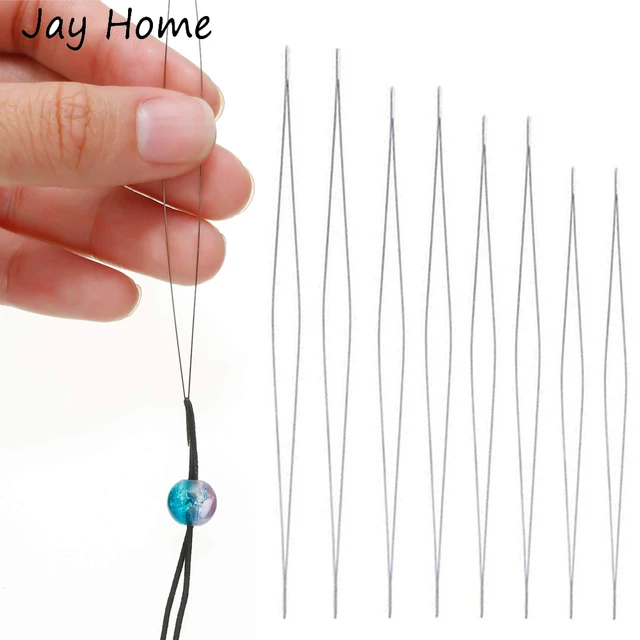 10pcs Beading Needles Big Eye Collapsible Seed Beads Threading Needles Jewelry Making Tools, Women's, Size: 10.2, Grey