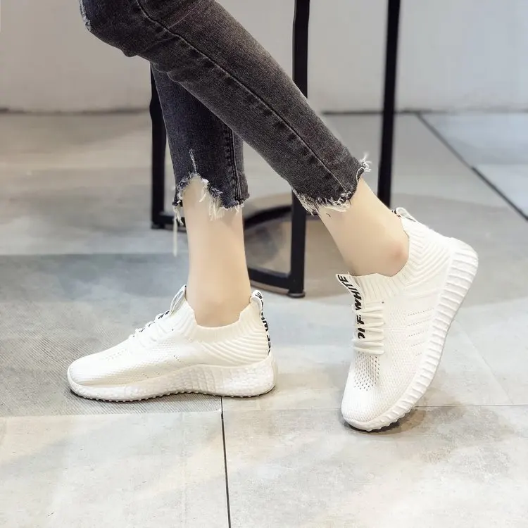 

Fly Netting Shoes White Shoes Women's 2019 Autumn Online Celebrity Breathable Autumn Athletic Shoes Trendy Shoes Versatile Runni