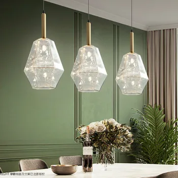

Nordic restaurant chandelier atmospheric modern bar diamond lava dining table dining table glass chandelier LB031810