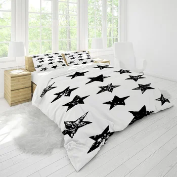 

Simplicity Five-pointed Star Black and White Bedding Set Duvet Cover Luxury Full Size Bed Home Textile Comforter Designer Custom