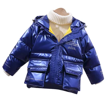 

2020 autumn and winter new mid-length hooded disposable bright face fashion thickened down jacket for boys and girls