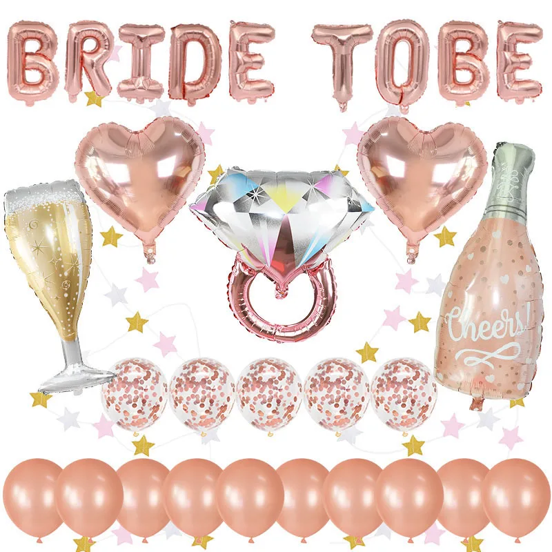 1Set Rose Gold Bride To Be Foil Balloons Kit Bridal Shower Bachelor Theme Party Balloon Decoration Wedding Supplies