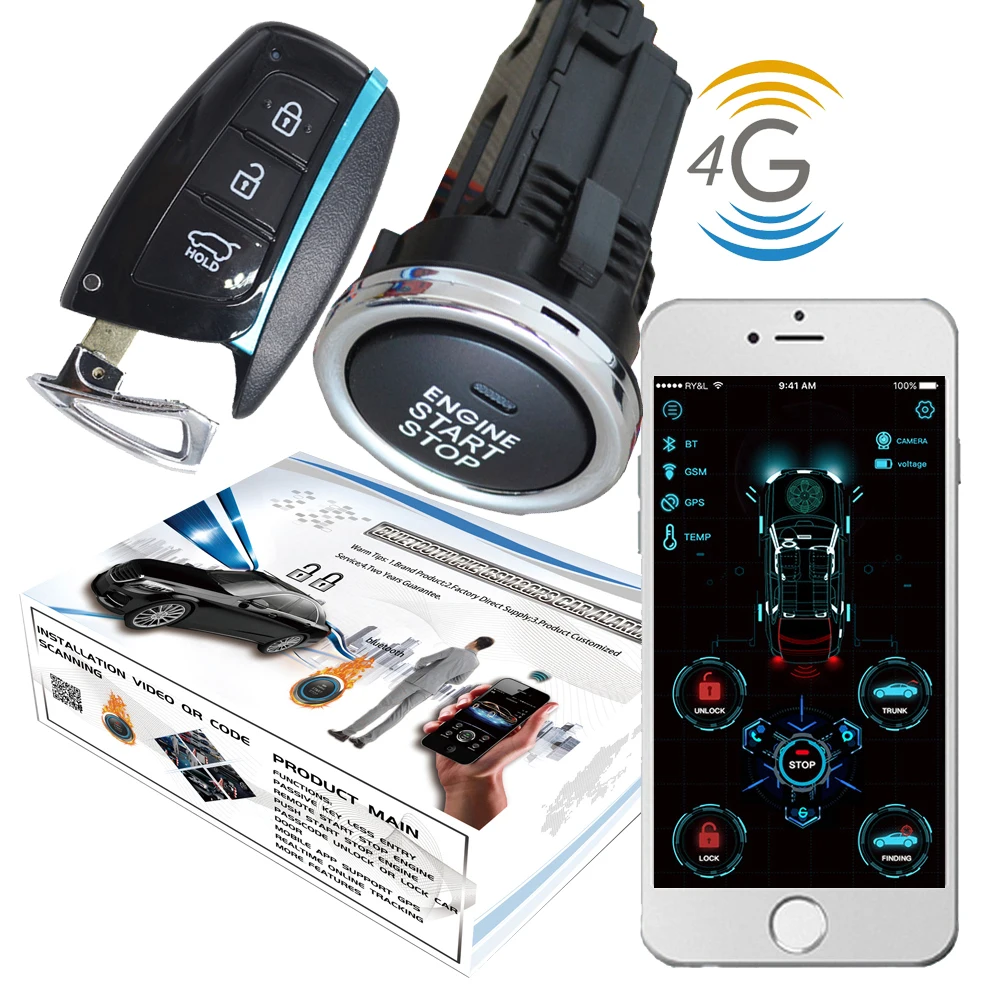 Cardot 4g gps gsm Smart Pke дистанционный пусковой пульт дистанционного стартера для запуска двигателя Автосигнализация Дистанционный Запуск Стоп
