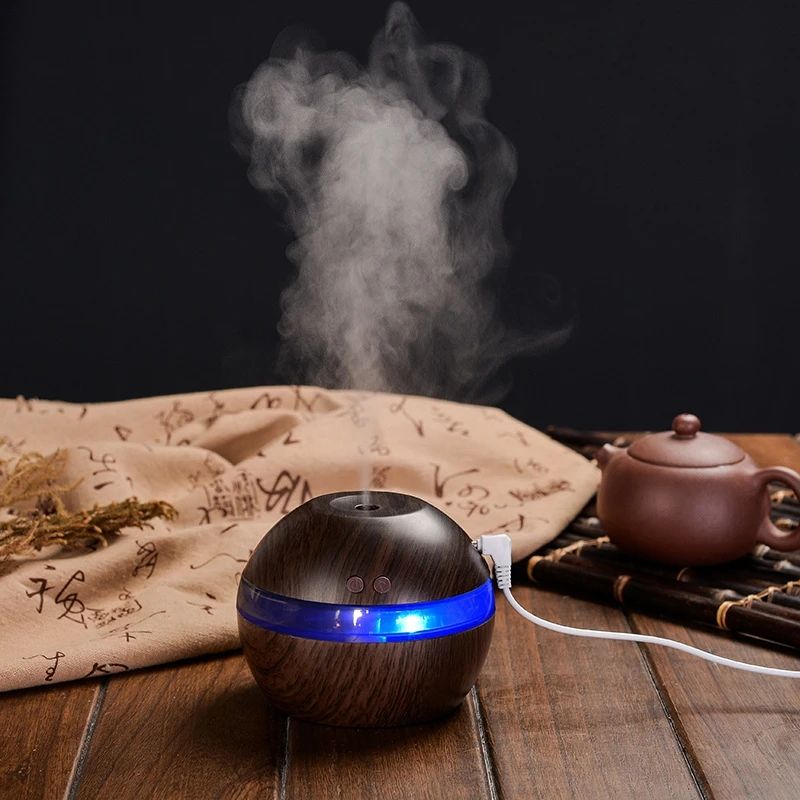 

300ML Electric Ultrasonic Aroma Air Humidifier Essential Oil Diffuser Wood Grain Purifier Mist Maker LED Light for Home Car