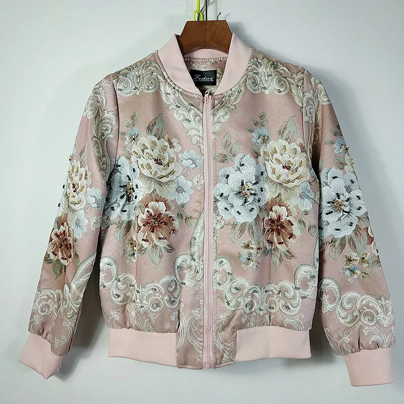 Finest  European and American high-end vintage embroidery flowers heavy work beaded diamond jacket