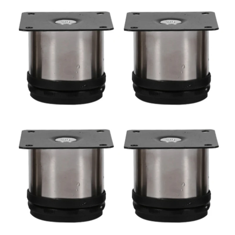

4pcs Adjustable Furniture Leg Stainless Steel Height Adjustable Cabinet Legs Round Stand Holder Sofa Feet Accessories