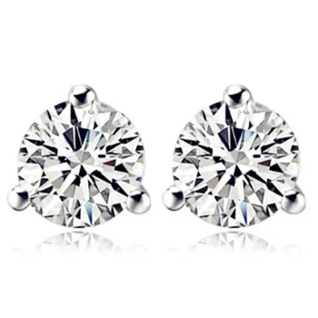 

Three-Prong Martini 1Ct Round Stud Earrings Bride Wedding Engagement Jewelry Gifts