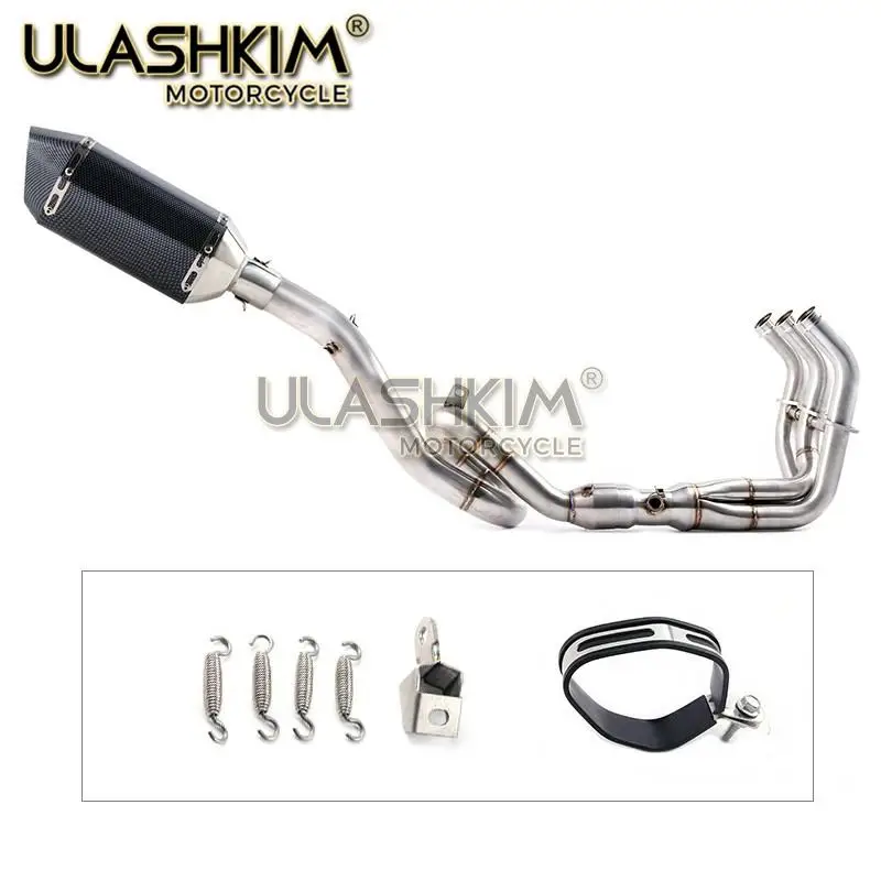Motorcycle Carbon Fiber Colors Exhaust Muffler Escape Full System Slip On Middle Pipe For Yamaha MT09 TRACER FZ09