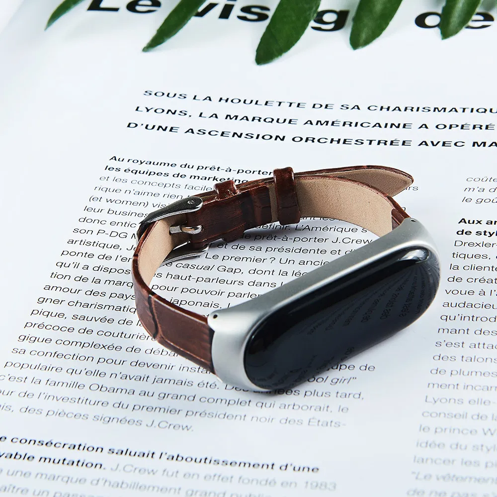 Браслет кожаный для Xiaomi Mi Band 4 спортивный ремешок xiaomi mi band Прямая
