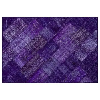 

Handmade Purple Vintage Overdyed Patchwork Area Rug 160x230 Cm-5'3''X7'7''
