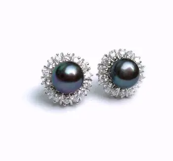 

8-9mm Akoya Black Natural Pearl Earring