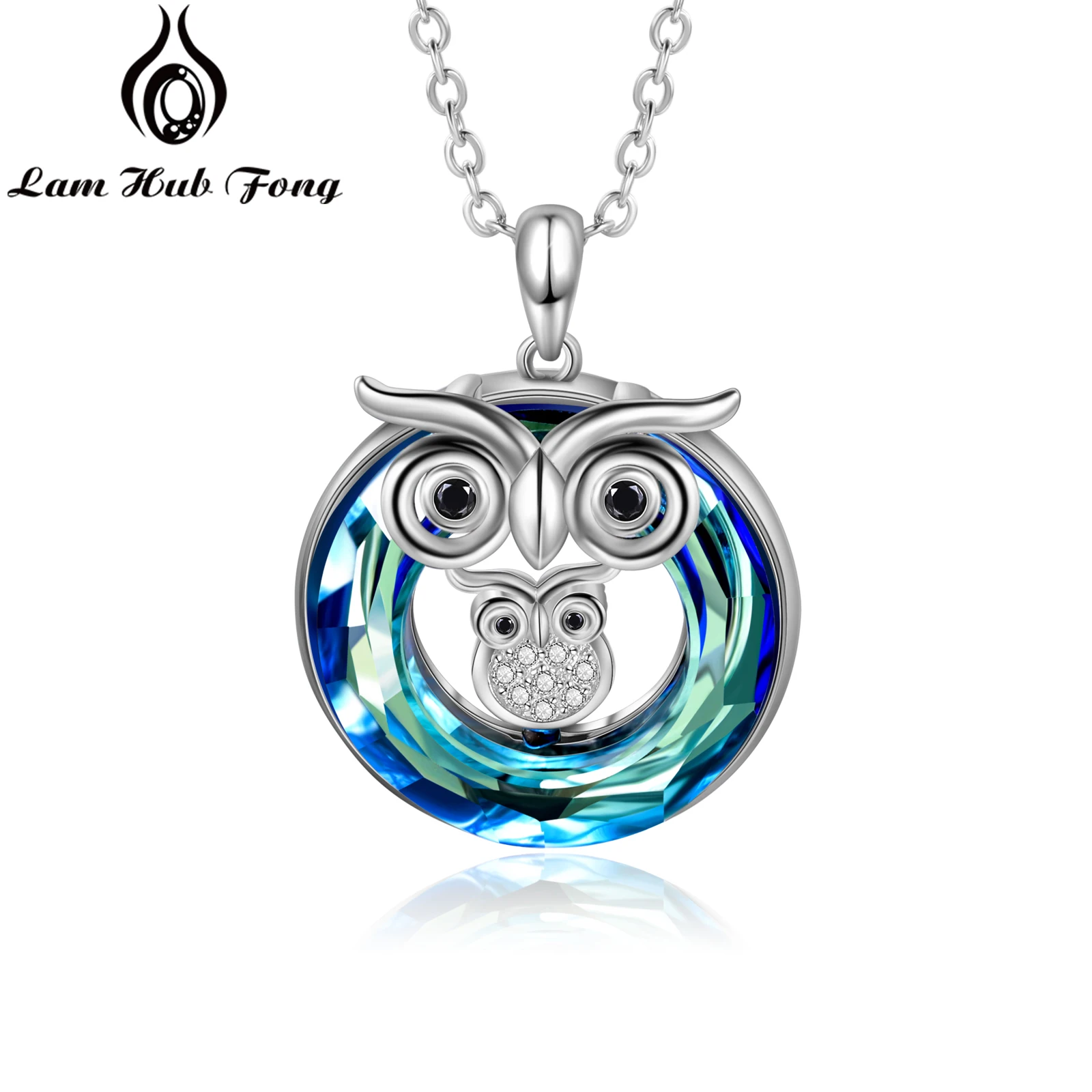 Women NEW 925 Sterling Silver Plated Crystal Owl Pendant Chains Jewelry Necklace 