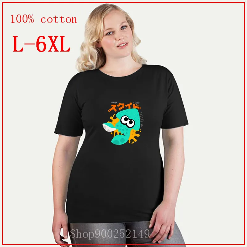 SQUID KAWAII BLUE SPLATOON tshirt oversize 4XL 5XL 6XL womens clothing blusas mujer de moda 2020 shirts for women | Женская одежда