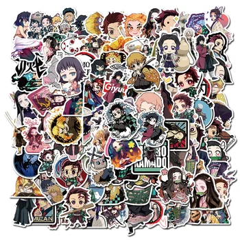 

100 Pcs/ Demon Slayer Japanese Cartoon Keychains Stickers Luggage Trolley Case Notebook Phone Sticker Ghost Blade