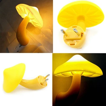 

Romantic Wall Lamp Home Decor Kid'S Room Yellow Warm LED Light Mushroom Design
