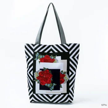 

Eco-Friendly Shopping Bag Kitchen Tote Wholesale Floral Reusable Tote bag Printed Cheap Reusable Grocery Bags Dropshipping