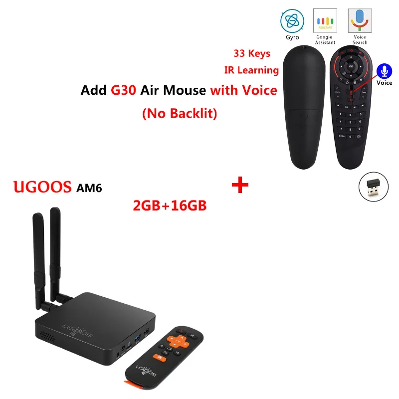 UGOOS AM6 PRO Amlogic S922X четырехъядерный Android 9,0 Smart Tv Box DDR4 4GB32GB 2,4G 5G Wifi BT5.0 1000M телеприставка 4k медиаплеер - Цвет: AM6 add g30s