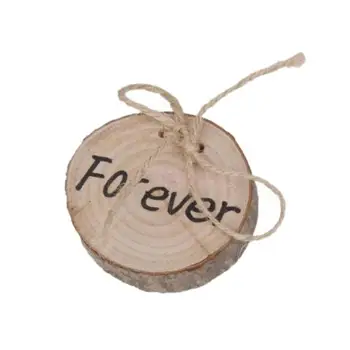

Rustic Wedding Round Wooden Forever Printing Ring Bearer Pillow Cushion Holder