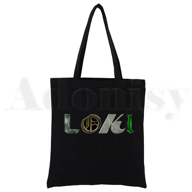 Super Hero LOKI Funny God of Mischief Reusable Shopping Bag Canvas Tote Bags Printing Eco Bag Shopper Shoulder Bags Black L