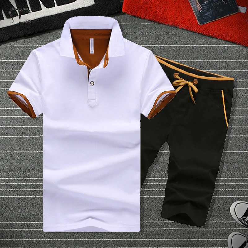 Casual Tracksuit Shirts Short-Sleeve Mens Clothing Fashion Summer Brand 2pieces Business