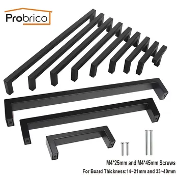 

Probrico Matte black cabinet handles and knobs 10*10 12*12 10*20mm Square Kitchen Door Handle Modern Furniture Pull Drawer Knobs