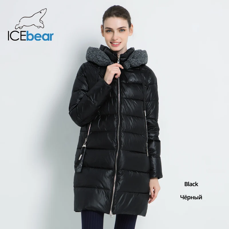 G901 ICEbear Новинка женская зимняя куртка пальтоТонкая зимняя стеганая куртка Длинная Стильная парка с капюшоном; утепленная верхняя одежда GWD19600I - Цвет: G901