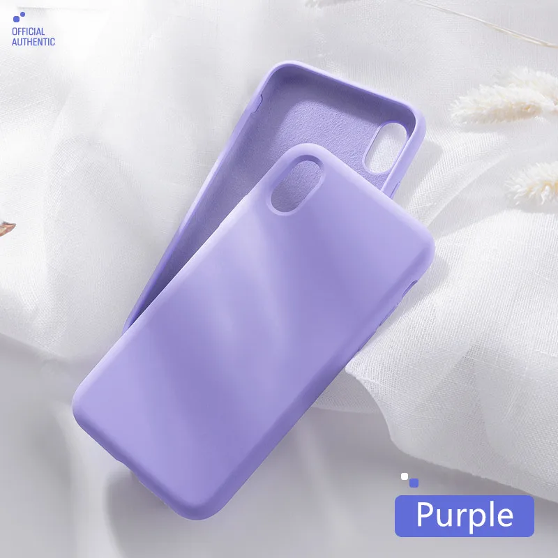 Официальный жидкий силиконовый чехол для телефона для iphone X XS MAX XR 7 8 6 6S Plus 11 Pro Max Мягкий противоударный чехол Полный защитный чехол - Цвет: Фиолетовый