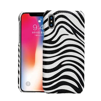 

iphone7 leather case bag half-wrapped matte cowhide iphone 8 plus case XR XS max 6 6s case water proof business zebra stripe