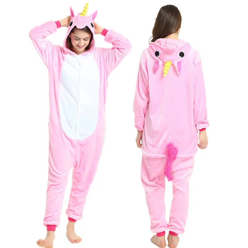 Пижамы в виде животных; Новинка; комплекты одежды с единорогом; Фланелевая пижама в стиле аниме; Пижама унисекс с героями мультфильмов; рождественские пижамы для женщин; одежда для сна - Цвет: Pink horse