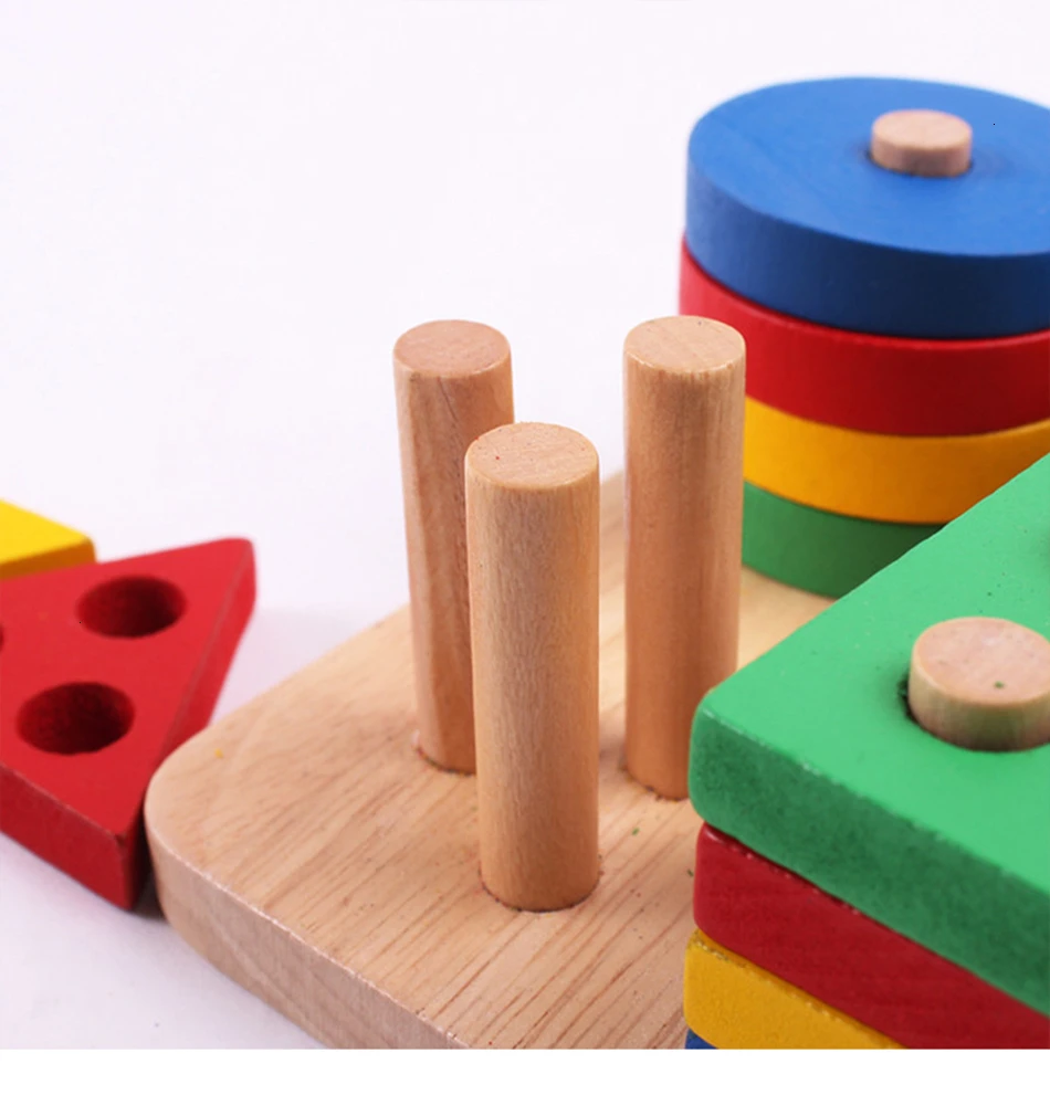 Деревянные строительные блоки Монтессори Геометрическая форма сопряжение модель платы набор ранних детей развивающие игрушки укладки Oyuncak
