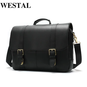 

WESTAL Men's Briefcase Leather Laptop Bag for Men Document Bag Men's Genuine Leather Office Bag for Men's Briefcase Handbag