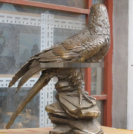 406+++ 2" Западная ХУДОЖЕСТВЕННАЯ статуя бронзовая красивая скульптура hawk eagle tercel Stand effigy