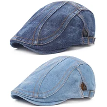 Мужские джинсовые остроконечные кепки с утконосом, классический гольф, для вождения, плоский берет таксиста, головные уборы