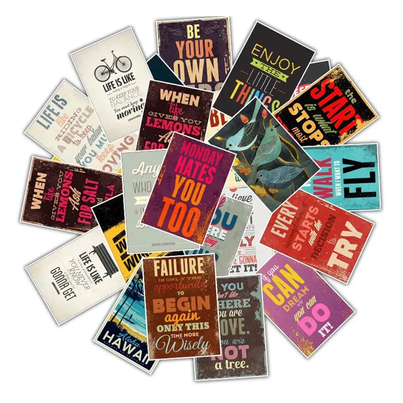 

25 Pcs/Pack Motivational Typography Life Quotes Diary Stickers Planner Memo Scrapbooking Sticker Stationery Child Toy Stickers