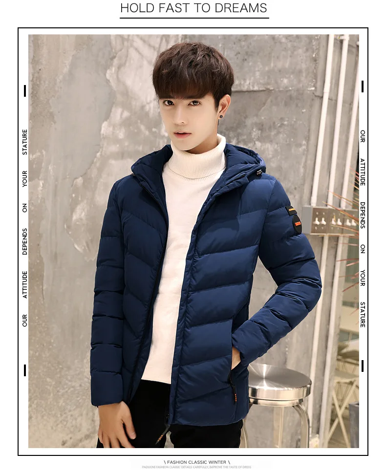 Winter Thick Hooded Cotton-padded Clothes Young MEN'S Coat Korean-style Cotton Coat Large Size Men'S Wear Fashion Warm Cotton-pa