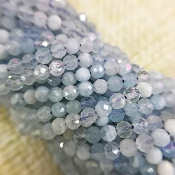 

Natural blue gem beads 2 3mm tiny Beads Natural Stone Facted Blue Moonstone Loose Spacer Section Beads for Jewelry Making diy