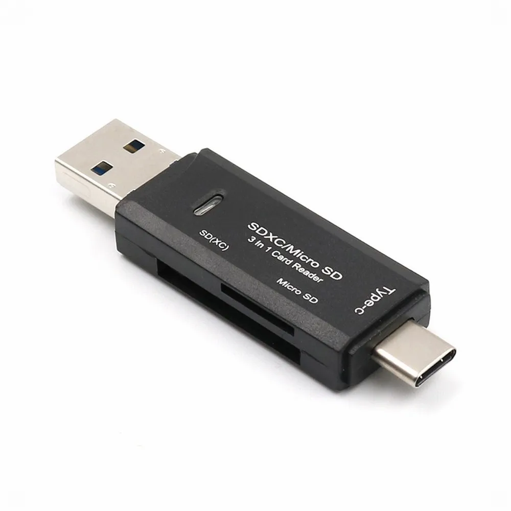 Type-C Micro USB 3в1 Многофункциональный кард-ридер Android мобильный телефон компьютер Тип C к SD TF кард-ридер