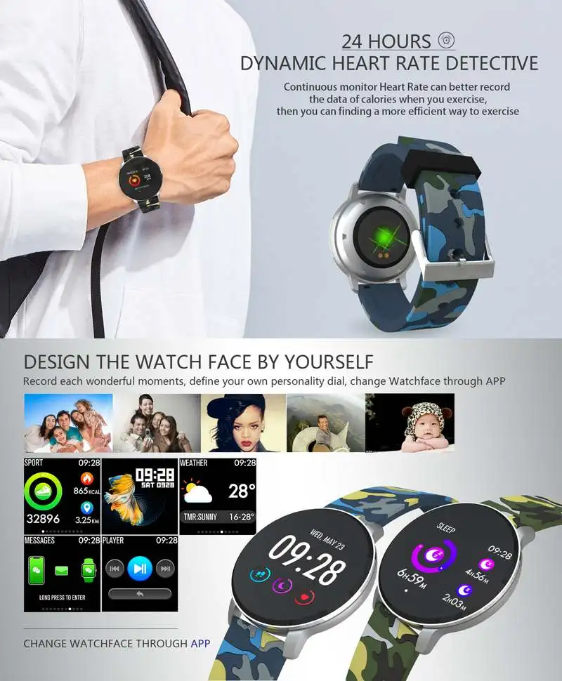 IP68 водонепроницаемый смарт-часы монитор сердечного ритма умный Wrisband мужской женский шагомер спортивный умный Браслет для фитнеса Для Android IOS