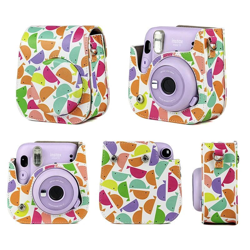 waterproof camera bag Shoulder Camera Protective Case Colorful Patterns Leather Camera Bag For Fujifilm Instax Polaroid Mini11 Mini 11 Case Handbags camera backpack for women Bags & Cases