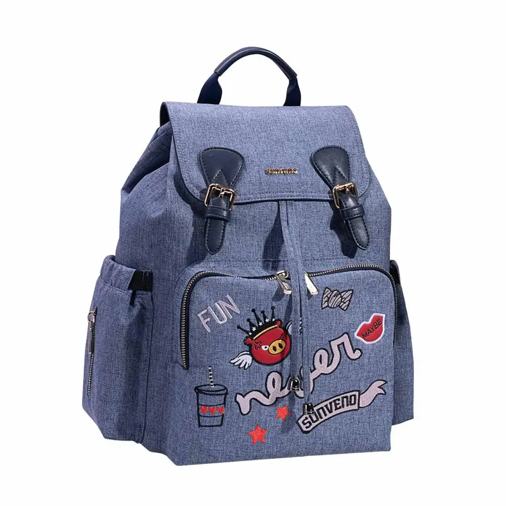 Sunveno Мода мумия Материнство подгузник сумка Брендовая детская сумка рюкзак сумка под подгузники сумка для ухода за ребенком - Цвет: Denim Blue