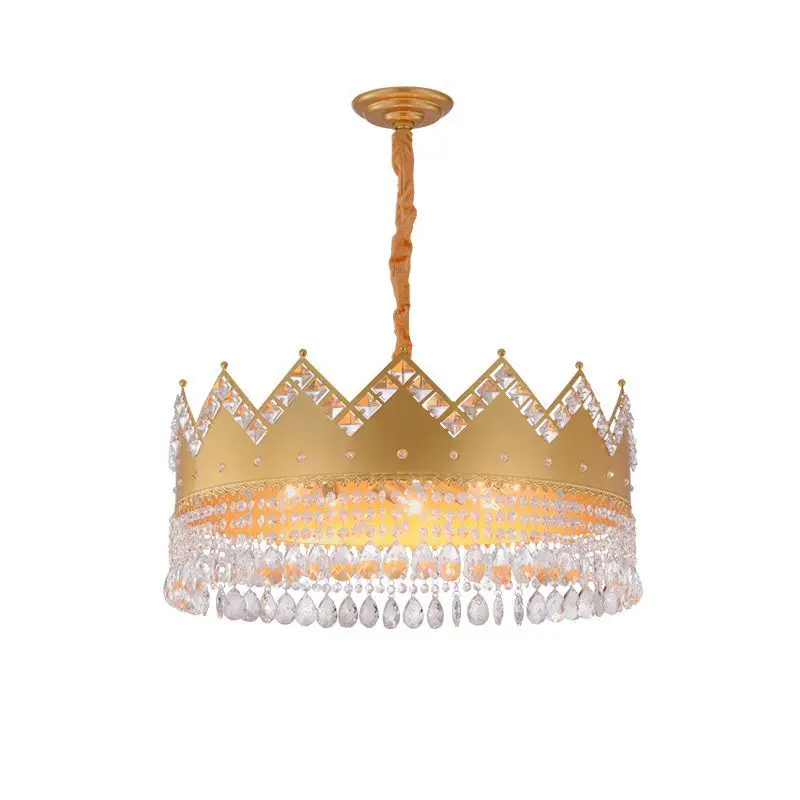 French Pastoral Creative Golden Crystal Living Room Chandelier Dining Bedroom Entrance Round Crown Lamps | Лампы и освещение
