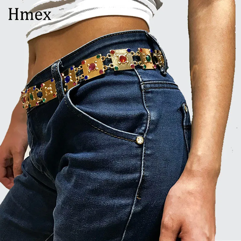 Винтажный пояс для женщин с цепью на талии riem ketting, металлическая цепочка, стразы, камни, пояс, Модный женский золотой ремень, ремни
