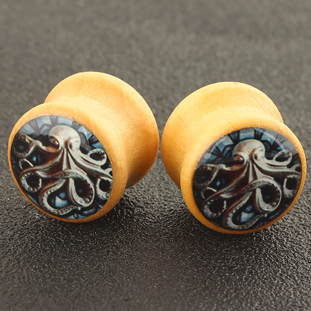 TIANCIFBYJS Double Flared Piercing Ear Expander Wood Flesh Tunnels Expanding Plugs Body Jewelry Gauge Earring for Men 6 Size | Украшения и
