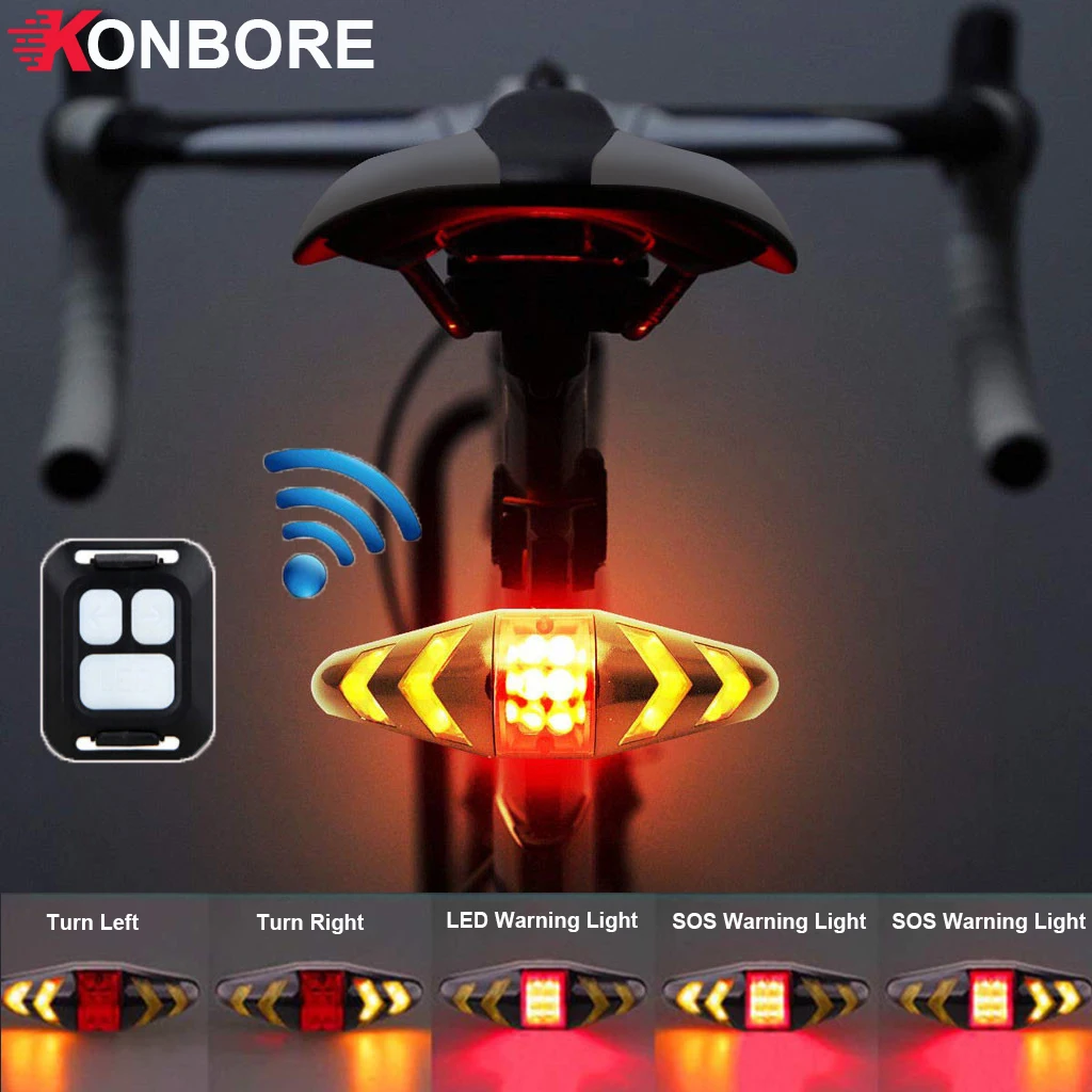 Smart Bicycle Tail Rear Light Wireless Remote Control Turn Signal Bike