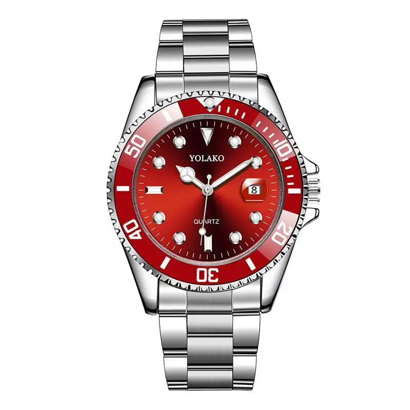 Hot Sales Mens Watches Date Sport Quartz Analog Wrist Watch Military Stainless Steel Top Brand 2020 Yolako Luxury Fashion Men